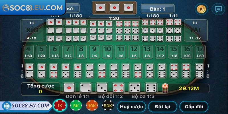 Tài Xỉu SOC88 – Trải Nghiệm Cá Cược Số Nhanh An Toàn 3 Tỷ lệ trả thưởng khi tham gia thắng cược